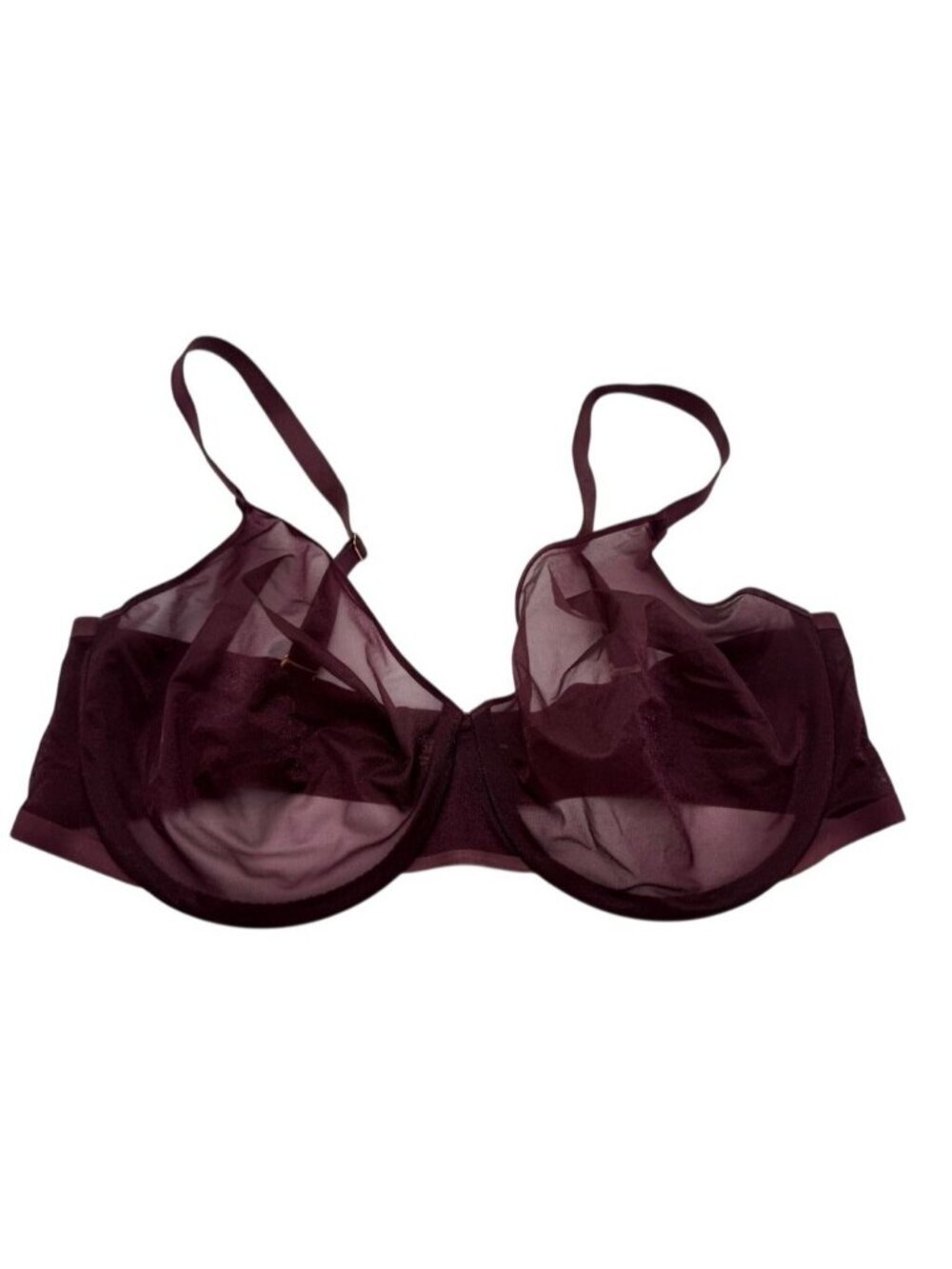 Soma Sheer Shape Full Coverage Bra Burgundy Maroon Sexy Underwire Size 38G